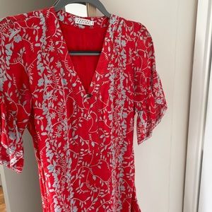 Tanya taylor silk red and blue dress